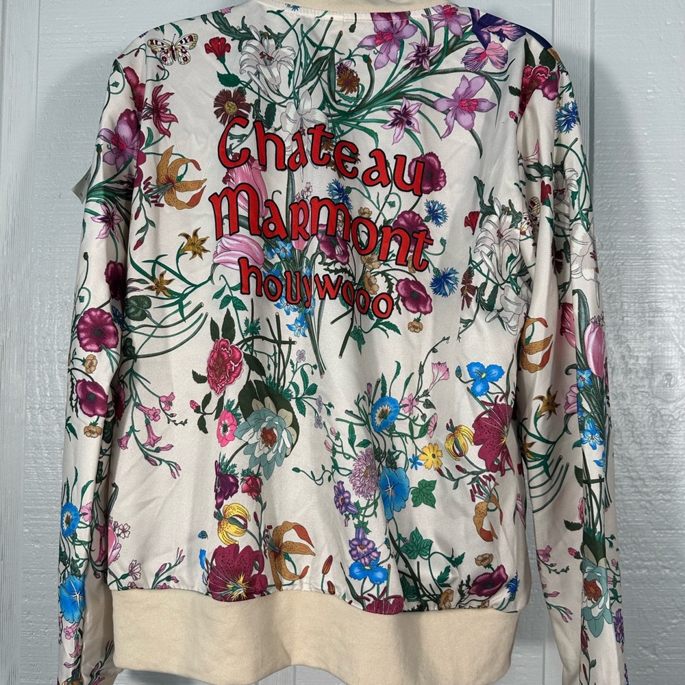 Man Bo Vintage Floral Full Zip Bomber Jacket No Size  See Measurements EUC - Picture 6 of 11